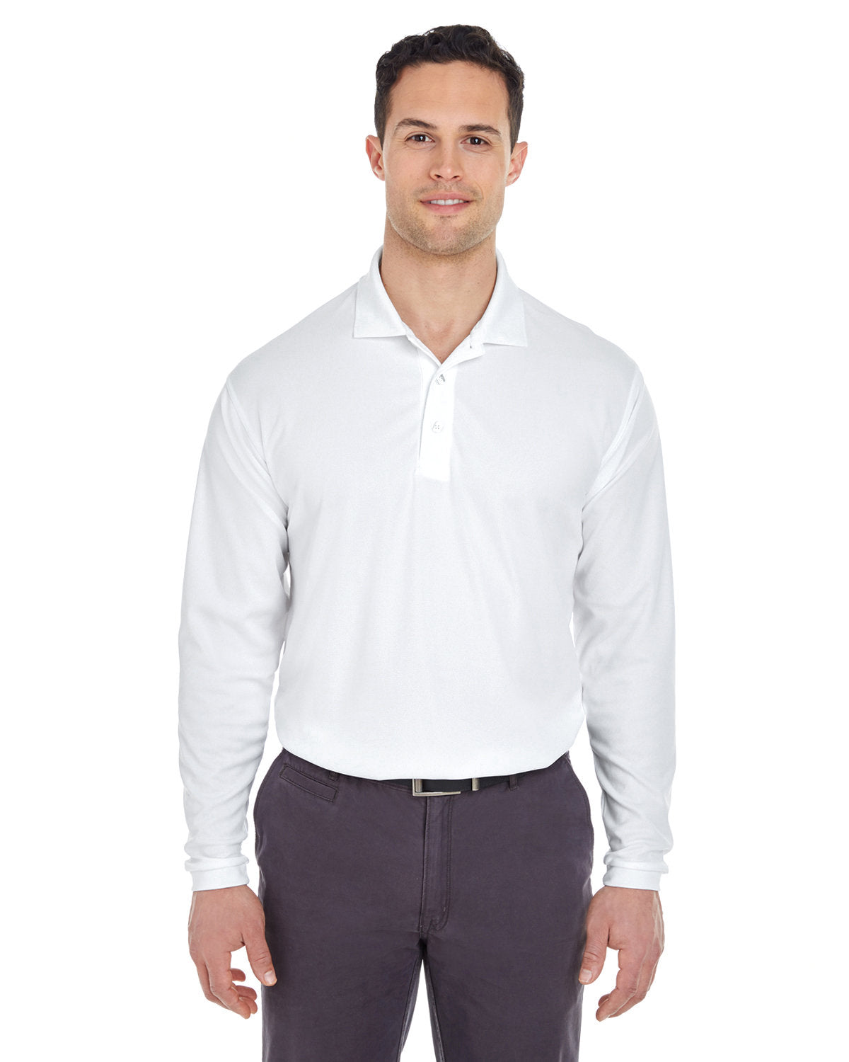 UltraClub Adult Cool & Dry Long-Sleeve Mesh Piqué Polo (8210LS)