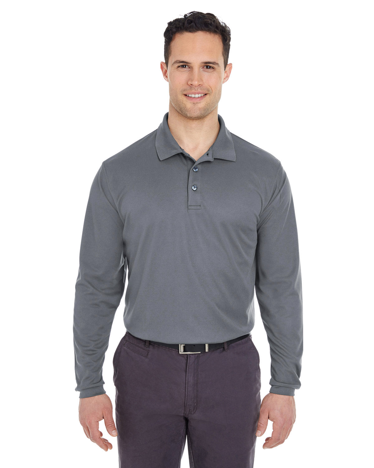 UltraClub Adult Cool & Dry Long-Sleeve Mesh Piqué Polo (8210LS)