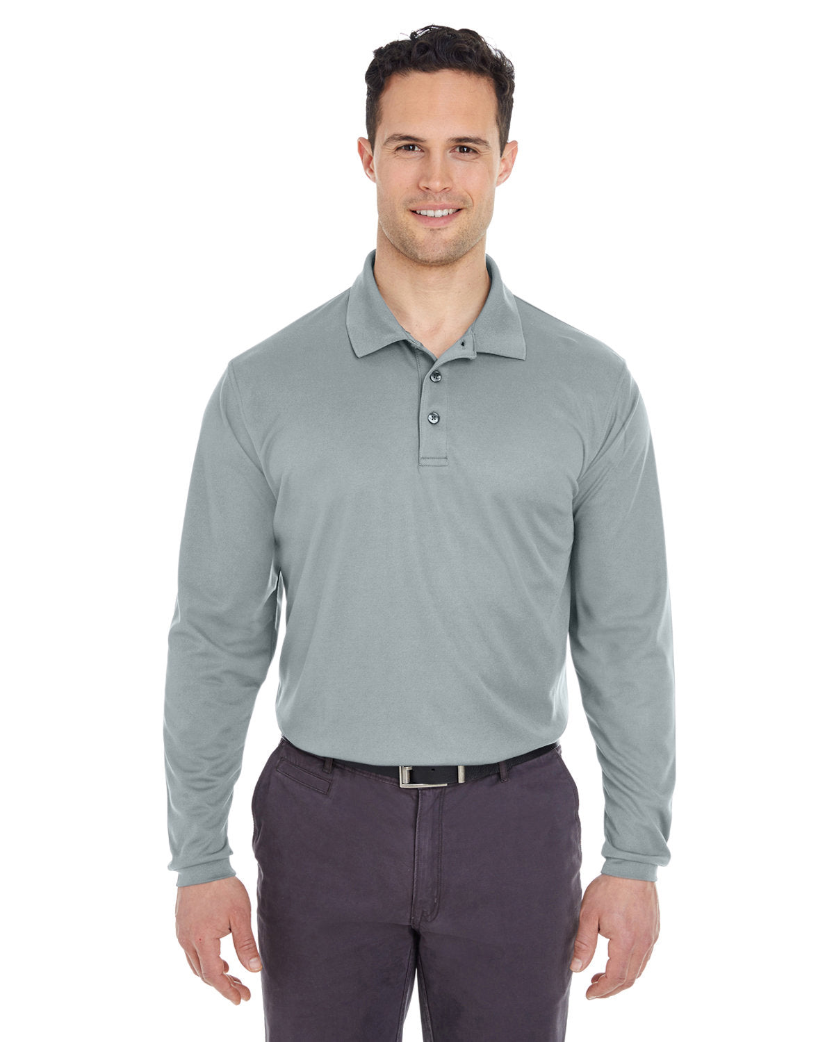 UltraClub Adult Cool & Dry Long-Sleeve Mesh Piqué Polo (8210LS)