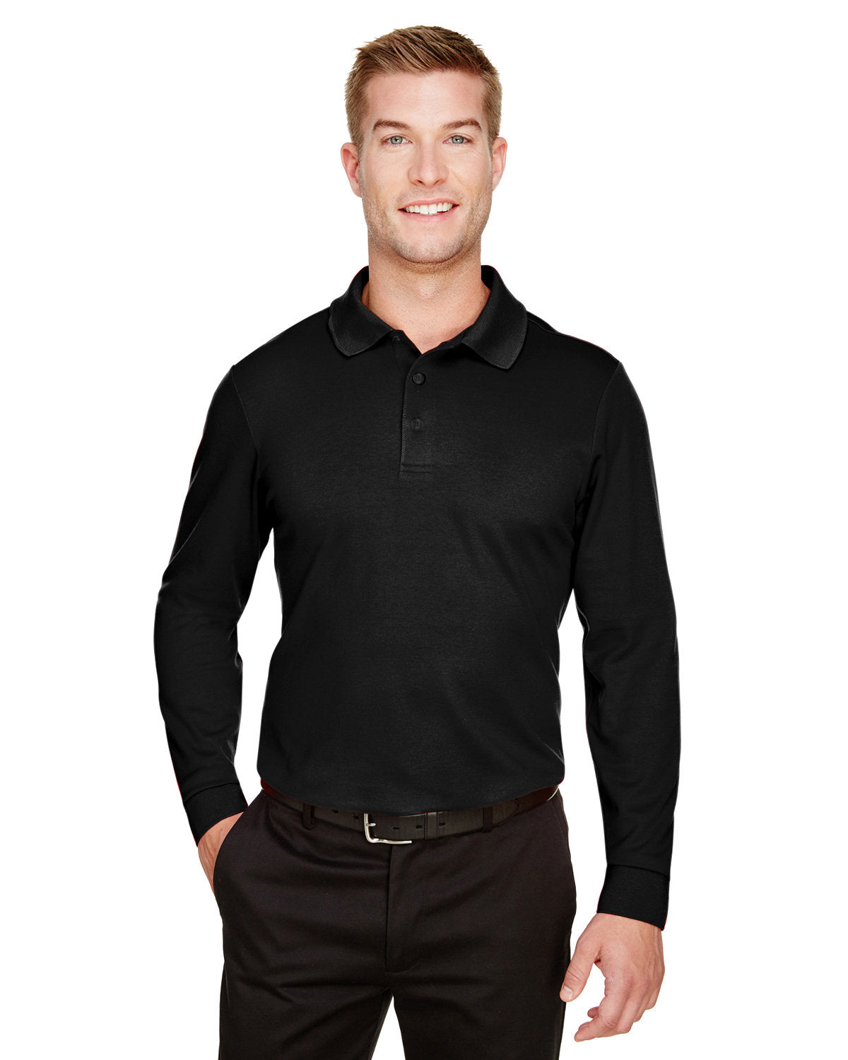 Devon & Jones CrownLux Performance® Men's Plaited Long Sleeve Polo (DG20L)