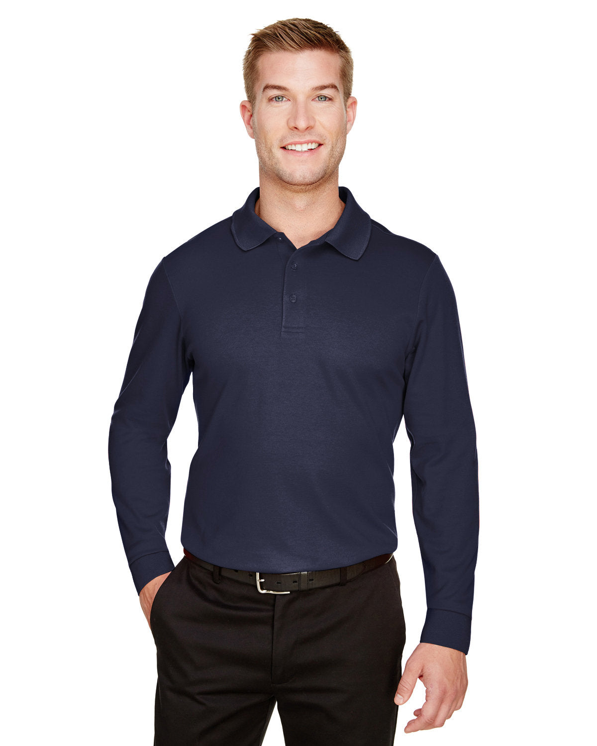 Devon & Jones CrownLux Performance® Men's Plaited Long Sleeve Polo (DG20L)