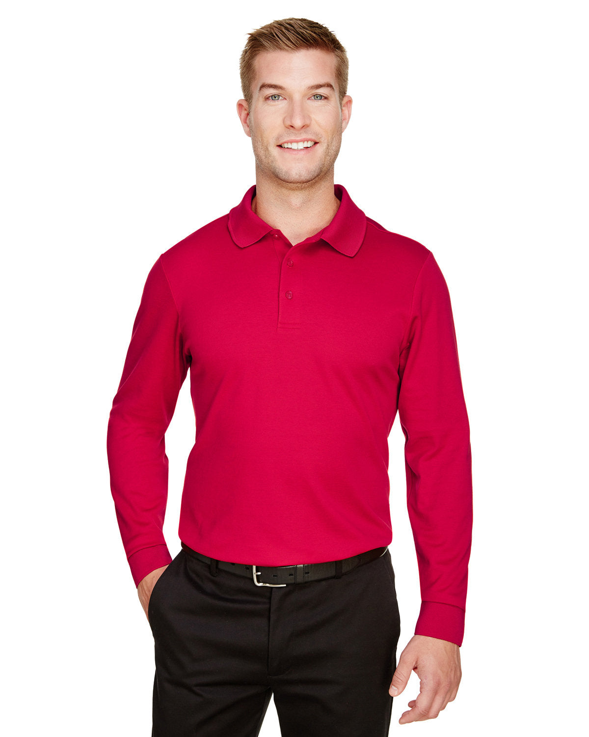 Devon & Jones CrownLux Performance® Men's Plaited Long Sleeve Polo (DG20L)