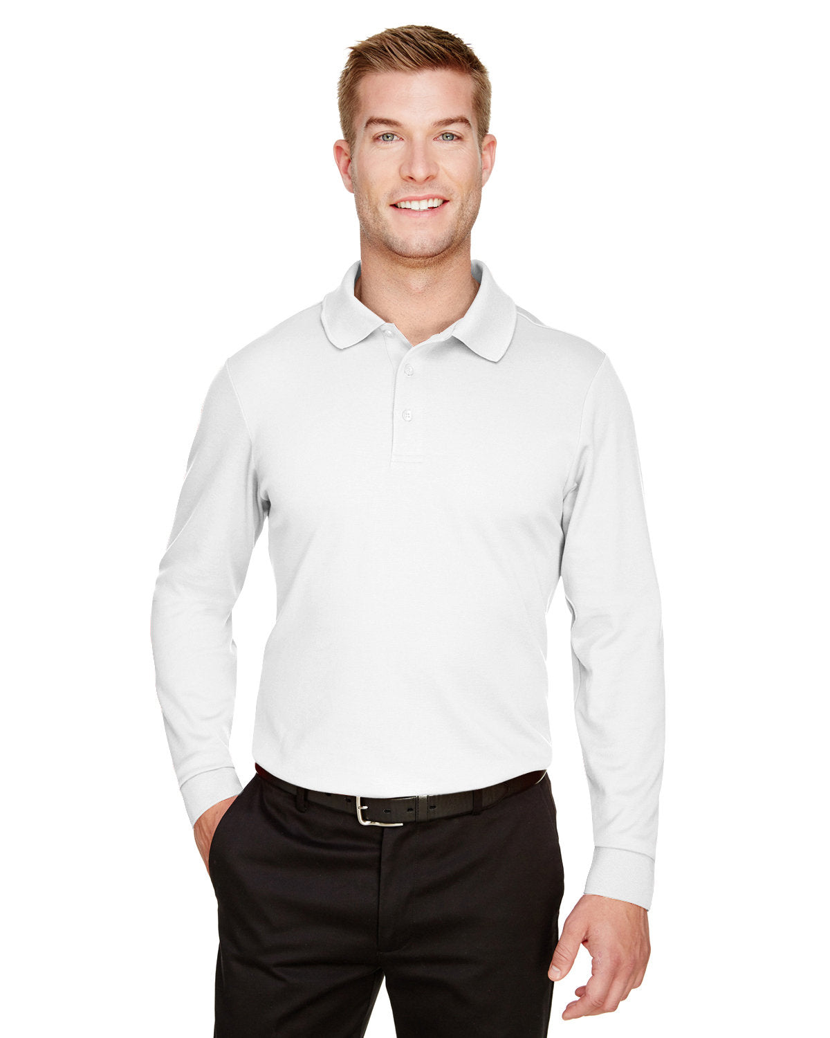 Devon & Jones CrownLux Performance® Men's Plaited Long Sleeve Polo (DG20L)